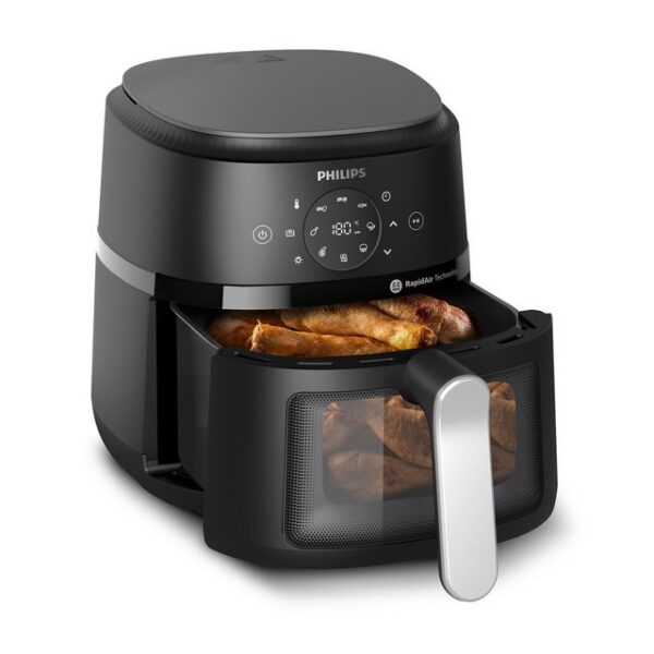 Eine einfache Bedienung und mühelose Zubereitung von Gerichten ermöglicht der Philips 2000 Series Airfryer NA221/00. Um beim Kochen zusehen zu können