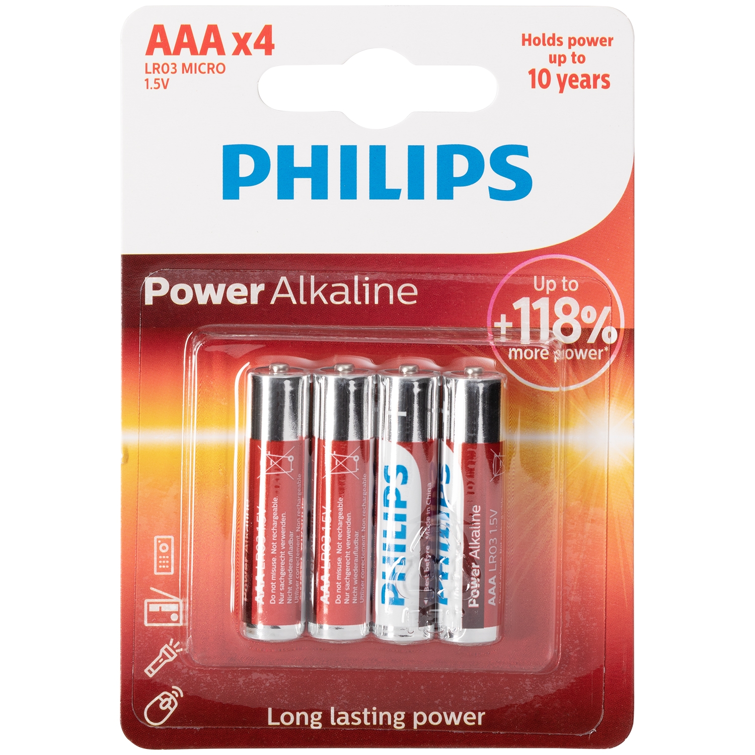 Philips Philips LR03 AAA Alkaline-Batterien 4er-Pack – Silber