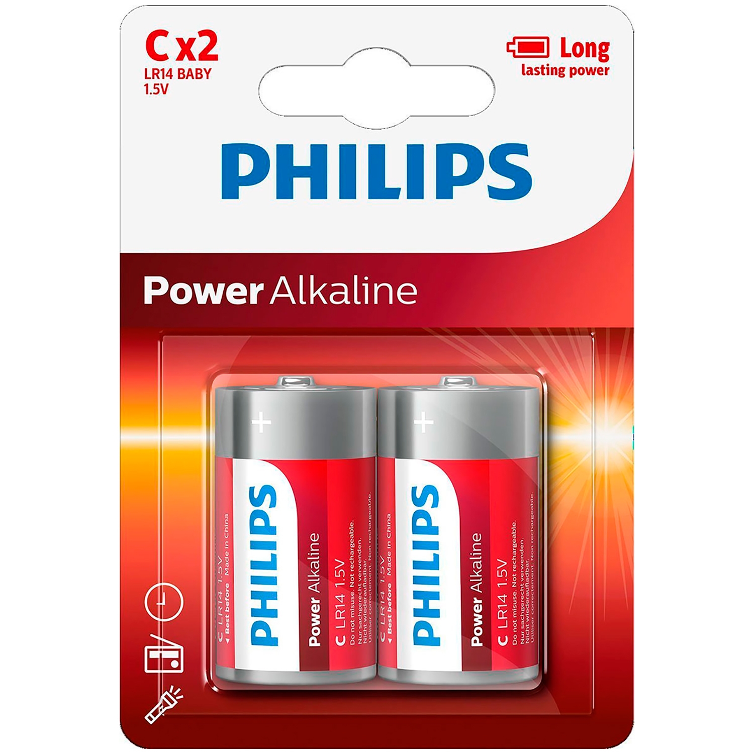 Philips Philips LR14 C Alkaline-Batterien 2 Stück – Silber