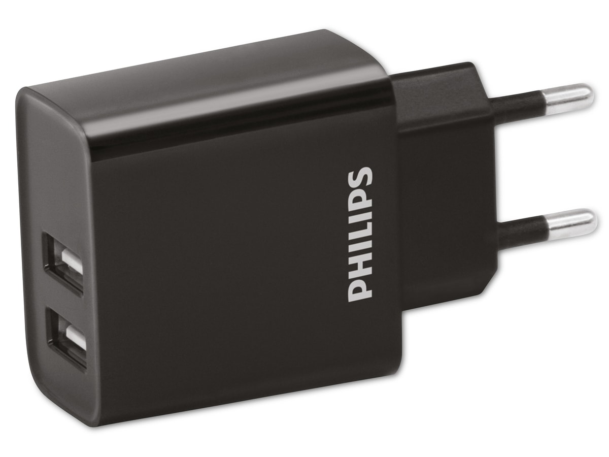 PHILIPS USB-Lader 2-fach, 15,5 W, 3,1 A, 2x USB-A