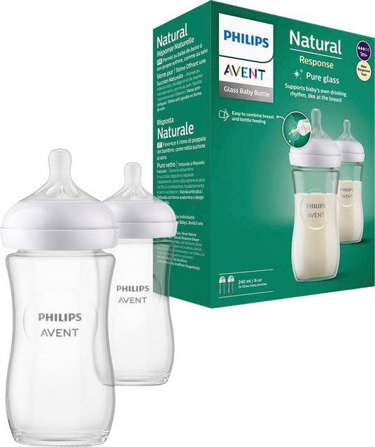 Die Philips Avent Natural Response Babyflasche aus Glas SCY933/02 im 2er-Pack ist die ideale Lösung für Eltern