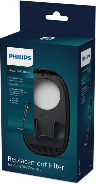 Der Philips AquaTrio Cordless Accessories Ersatzfilter XV1791/01 ist ein Set für den kabellosen Philips AquaTrio Nass- und Trockensauger der 9000er Serie. Es enthält Original-Zubehörteile und besteht aus einem vollständigen Filtergehäuse mit oberer und unterer Abdeckung sowie einem Schaumfilter