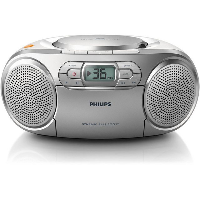 Philips AZ127 silber Radiorekorder mit CD-Spieler und Kassettendeck CD-Radiorecorder