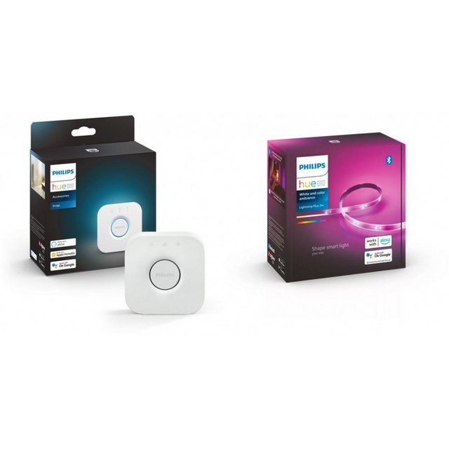 Philips Hue Lichtanlage Bridge Bundle mit Lightstrip (2m) Beleuchtungssystem.