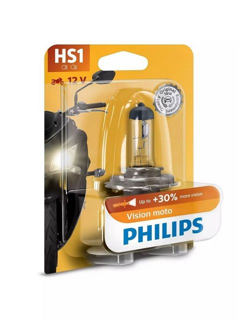 Philips KFZ-Ersatzleuchte Philips HS1 12V 35/35W Vision Moto +30% 1 St. Blister, HS1, 1 St., Warmweiß