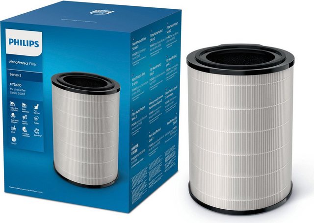 Der Philips Series 3 Nano Protect-Filter FY3430/30 sorgt für eine gesunde und saubere Luft im Raum. Mit seinem HEPA- und Aktivkohlefilter erfasst er schädliche Partikel mit einer Größe von bis zu 0