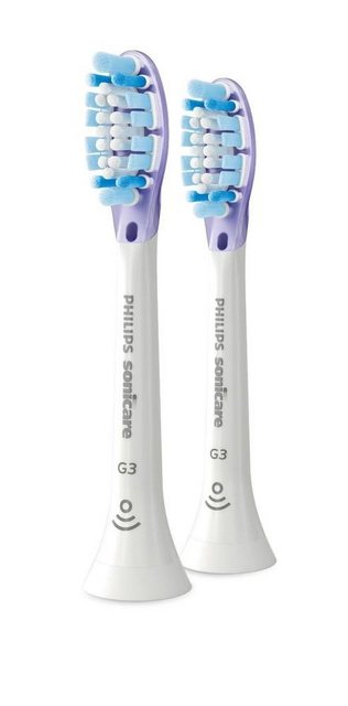 Philips Sonicare G3 Premium Gum Care Standard-Bürstenköpfe für Schallzahnbürste 2er Pack HX9052/17 Bis zu 7 x gesünderes Zahnfleisch in nur 2 Wochen*. Gesunde Zähne brauchen gesundes Zahnfleisch. Tun Sie Ihrem Zahnfleisch etwas Gutes mit unserem Premium Gum Care-Bürstenkopf. Weiche Seiten passen sich den Konturen Ihres Zahnfleisches an und ermöglichen 2 x mehr Oberflächenkontakt** für erstklassige Plaque-Entfernung am Zahnfleischrand. Hervorragende Zahnfleischpflege •Bis zu 7 x gesünderes Zahnfleisch in nur 2 Wochen*** Bislang unerreichte gründliche Reinigung •Bis zu 2 x mehr Oberflächenkontakt** für mühelose Reinigung •Bis zu 10 x bessere Plaque-Entfernung als mit einer Handzahnbürste Innovative Technologie •Entwickelt