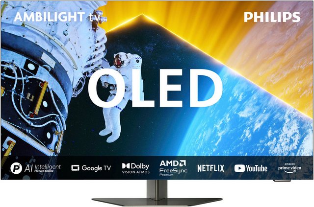 Dieser elegante OLED Ambilight TV bietet ein lebensechtes Bild und einen kraftvollen Sound. Der wunderbar dünne