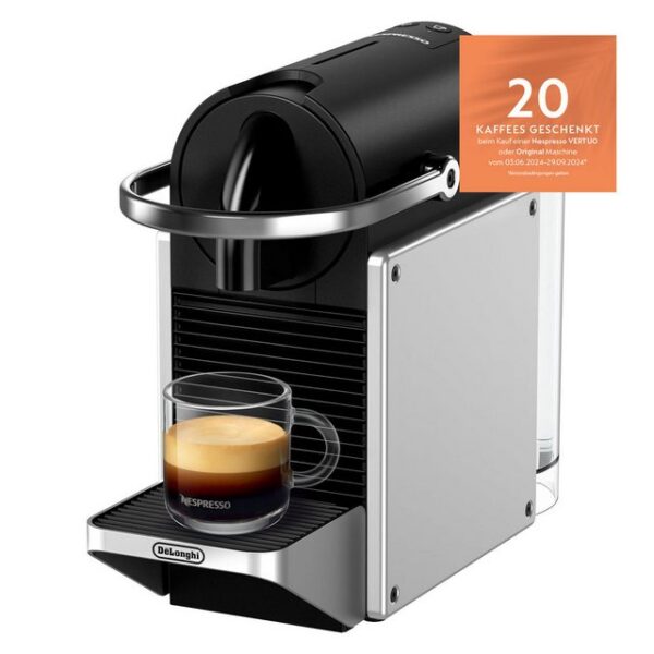 Schickes Industriedesign.Direkt aus dem Designstudio ist die De‘Longhi Nespresso Pixie eine Hommage an den modernen Industriestil. Entwickelt für diejenigen Konsumenten:innen mit hohen Ansprüchen an Kaffee und Ästhetik. 