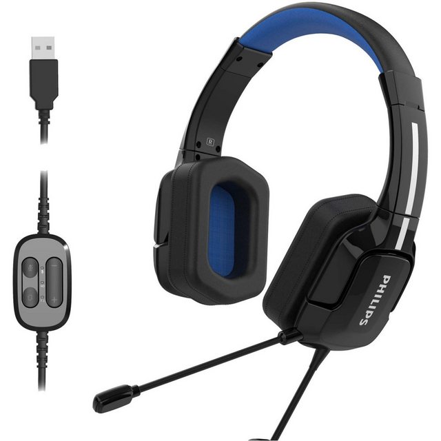 Philips Philips TAGH401BL/00 Gaming Headset schwarz – Gaming Headset. Gaming-Headset (USB, Professionelle Dirac Audiolösung)