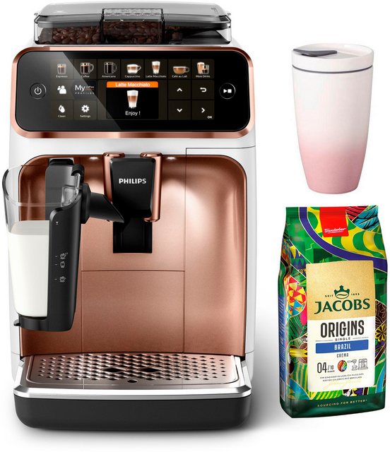 Philips Kaffeevollautomat EP5443/70 5400 Series, 12 Kaffeespezialitäten, mit LatteGo-Milchsystem und TFT-Display