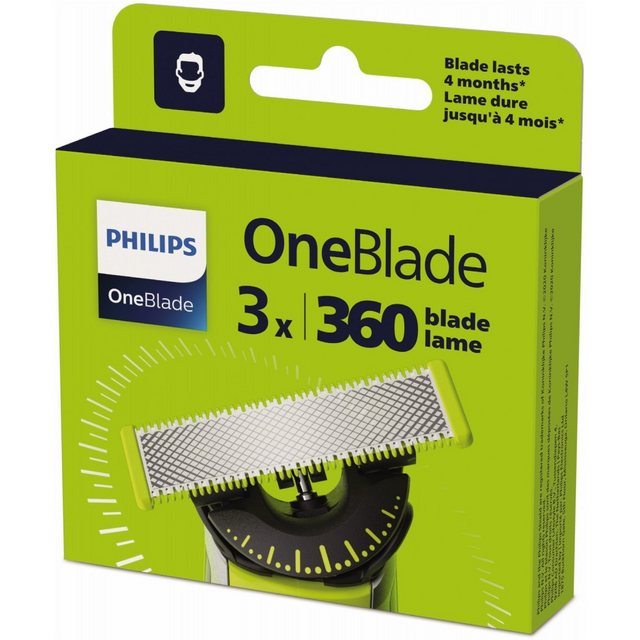 Entdecken Sie die Philips QP430/50 OneBlade 3x Ersatzklinge für präzises Trimmen und Stylen. Die 360°-Klinge ermöglicht müheloses Schneiden in alle Richtungen