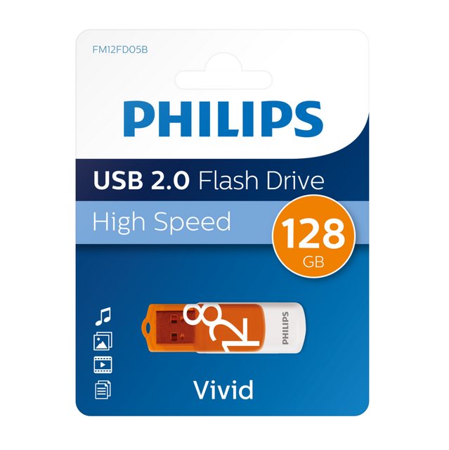 Philips FM12FD05B/00 USB-Stick (USB 2.0, Lesegeschwindigkeit 80,00 MB/s, Sunrise Orange®, 128 GB, USB 2.0, 1er Pack)