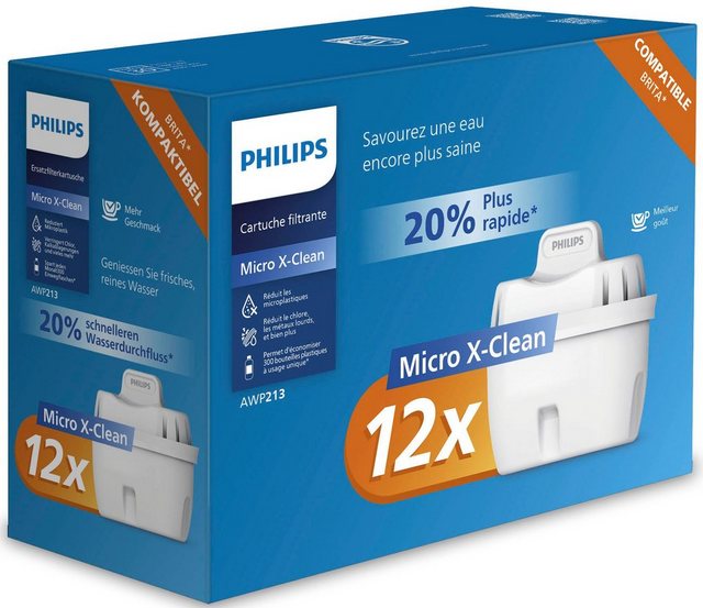 Erfrischen Sie sich mit klarem und rein schmeckendem Wasser. Die von Philips hergestellten Micro X-Clean Filter reduzieren Substanzen