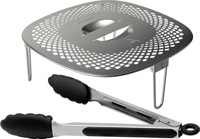 Philips Grillpfanneneinsatz HD9954/01 Snack Profi-Kit, Edelstahl, Silikon, (3-St), Snackdeckel+ Zange für Airfryer XXL HD96XX, HD97XX, HD98XX