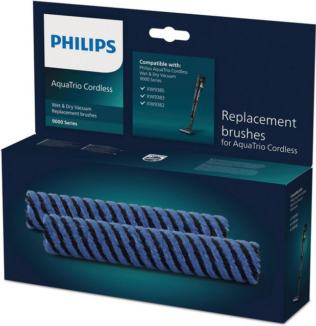 Die Philips AquaTrio Cordless Accessoires Ersatzbürsten XV1793/01 sind ein Zubehör für den kabellosen Philips Aqua Trio Nass- und Trockensauger der 9000er Serie. Im praktischen Set enthalten sind zwei ultraweiche Power-Bürsten aus Mikrofaser