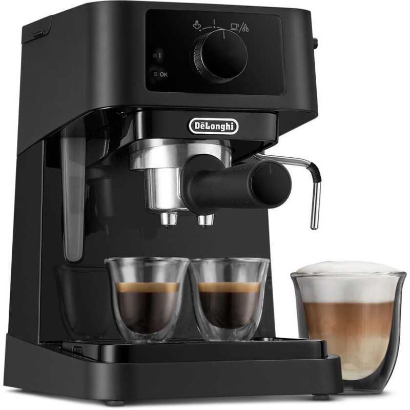 Die DeLonghi Stilosa EC 230.BK ist eine Espressomaschine für Kaffeepulver und Easy Serving Espresso (ESE) Pads. Wählen Sie einfach Ihre Lieblingssorte oder Schote und bereiten Sie einen reichhaltigen