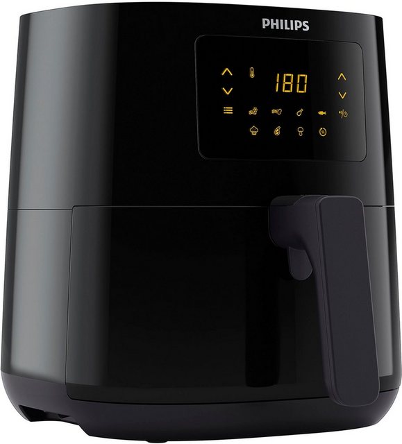 Ein gesundes Frittieren und Braten mit bis zu 90 % weniger Fett ermöglicht der Philips Essential Airfryer HD9252/90. Zum Zubereiten der Speisen wird eine Rapid Air-Heißluft-Technologie