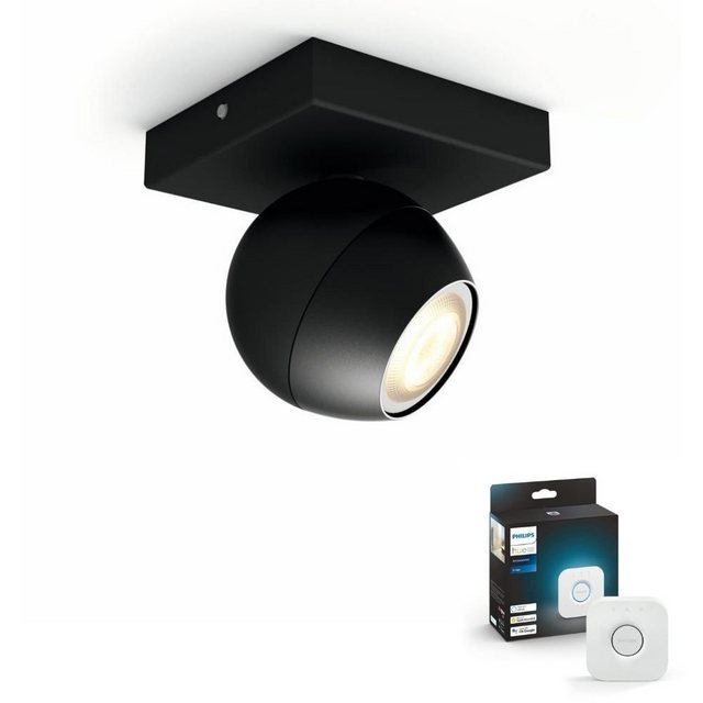 Kunstbaum Bluetooth White Ambiance LED Deckenspot Buckram in Schwarz 5W 350lm, Philips Hue, Höhe 10,3 cm, Smart Bundles