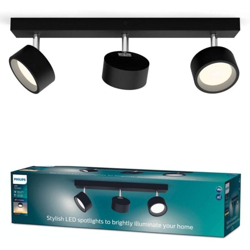 Philips – led Deckenspot Bracia in Schwarz 3x 5,5W 1650lm