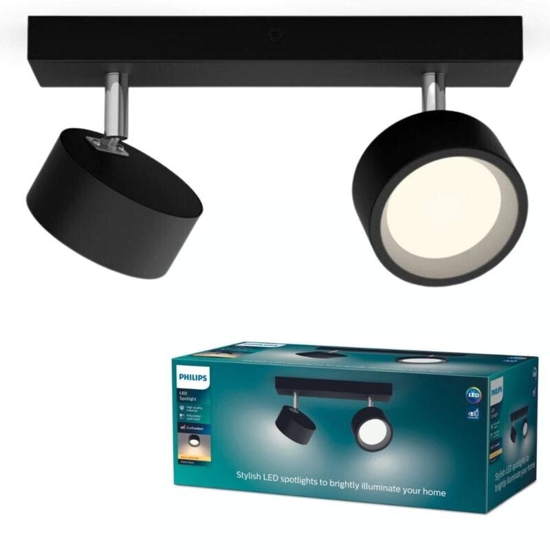 Led Deckenspot Bracia in Schwarz 2x 5,5W 1100lm – Philips