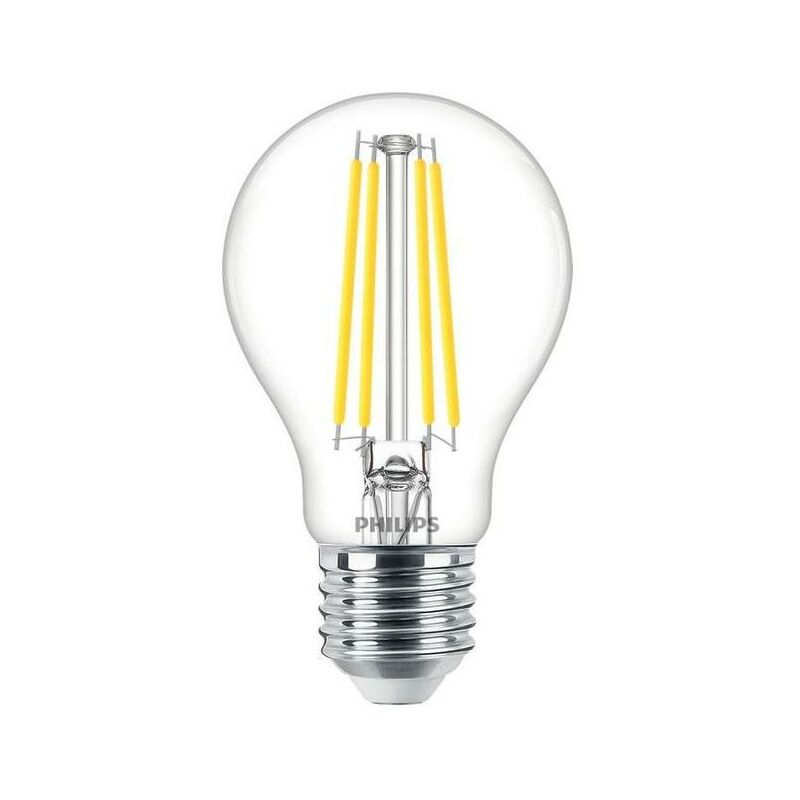 Philips – LED-Lampe fm E27 A60 5,9W d 2700K ewws 806lm Filamentlampe kl dimmbar ac MASVLELEDBULBD5.9-60WE27927A – weiß