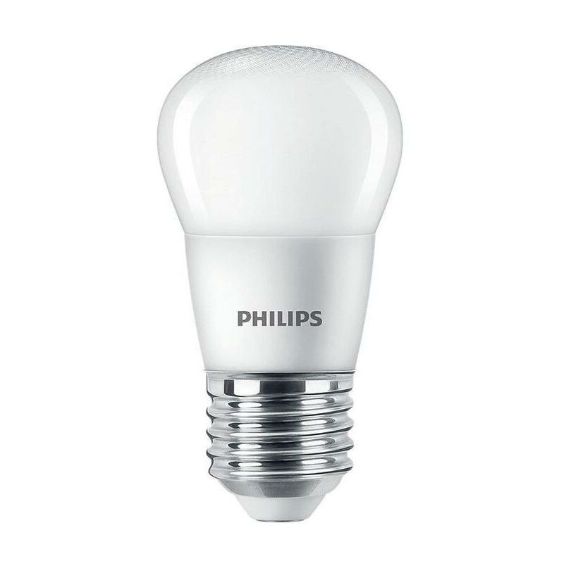 Philips – LED-Tropfenlampe E27 P45 5W f 2700K ewws 470lm mt P45- ac Ø45x87mm 220-240V COREPROLUSTREND5-40WE27827P45 – weiß