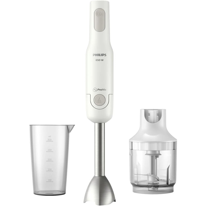 Philips – Home HR2535/00 Stabmixer 650 w mit Mixbecher, mit Zerkleinereraufsatz Grau, Weiß