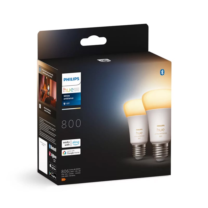 PHILIPS Hue White Ambiance LED E27, 9,5 Watt Doppelpack, 8719514328242,