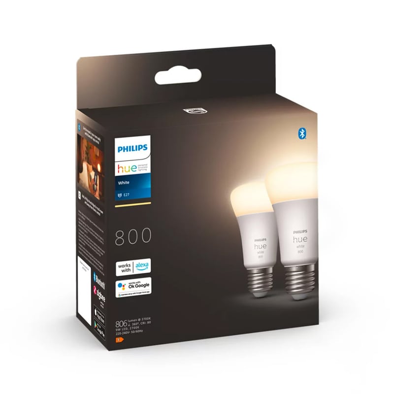 PHILIPS Hue White LED E27, 9,5 Watt Doppelpack, 8719514319028,