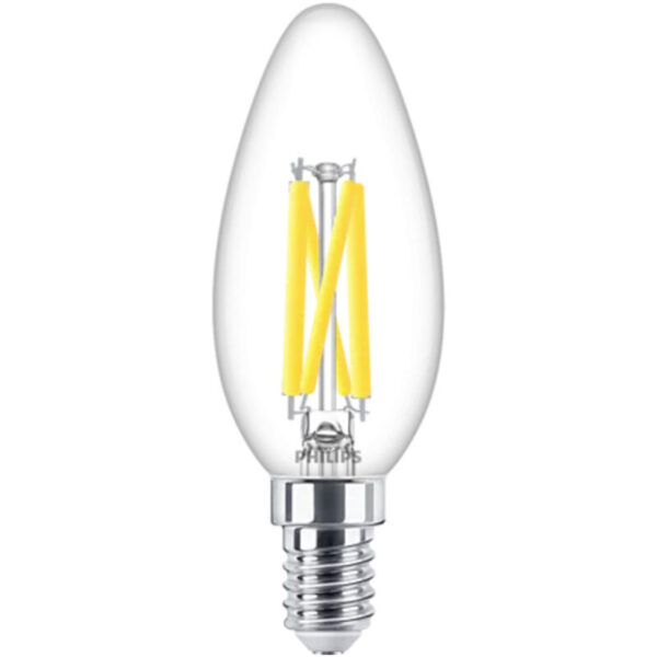 Überblick Leistung= 5.9 W Lichtfarbe= 2200 K; Warmweiß Beschreibung Klare Philips LED-Kerzenlampen bieten ein schönes