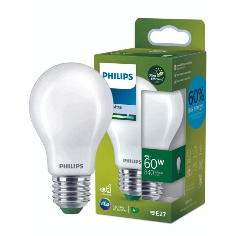 Philips – led Lampe E27 – Birne A60 4W 840lm 4000K ersetzt 60W standard Einerpack