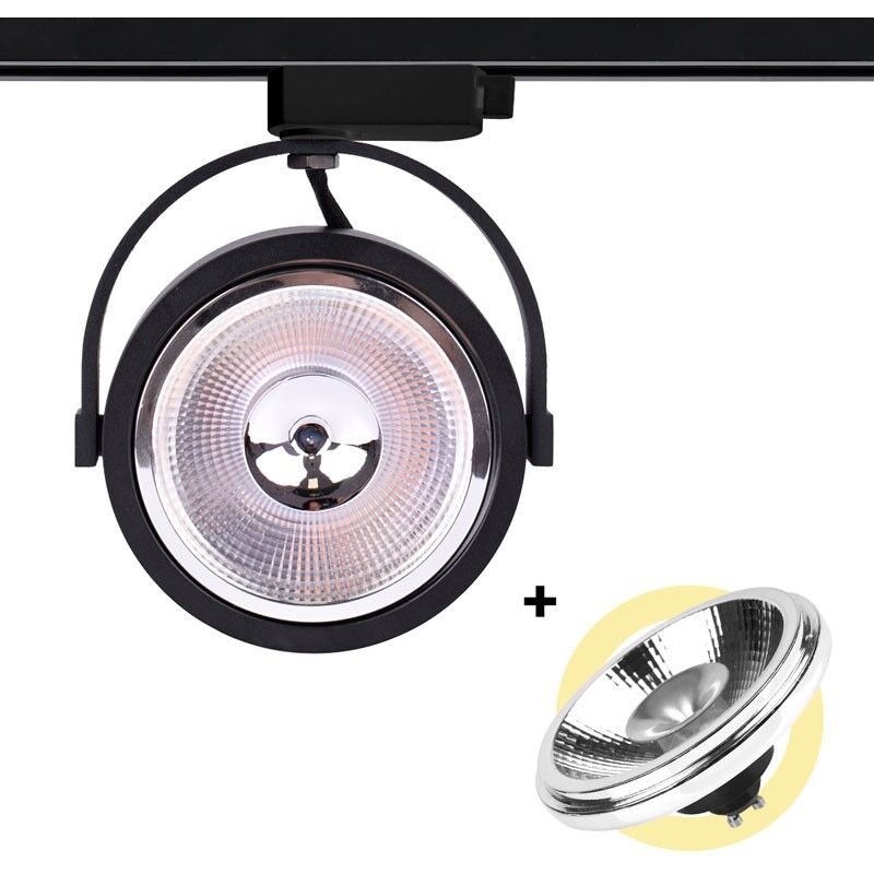 Philips – Pack LED-Schienenstrahler einphasig + LED-Glühbirne AR111 GU10