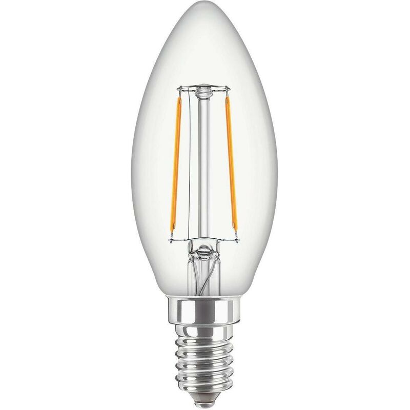 Philips – LED-Kerzenlampe fm E14 B3 2W e 2700K B35 ewws 250lm kl Filamentlampe ac Ø35x97mm COREPROLEDCANDLEND2-25WE14B3582 – weiß