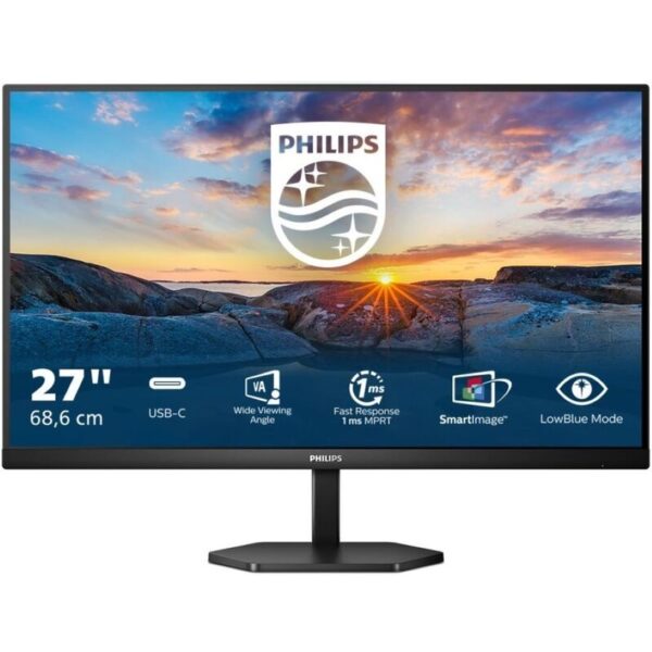 27 Zoll / 69 cm Full HD-Display 1920 x 1080 Pixel Auflösung 1 ms Reaktionszeit 75 Hz Bildwiederholungsrate Integrierte 2x 3 Watt Lautsprecher