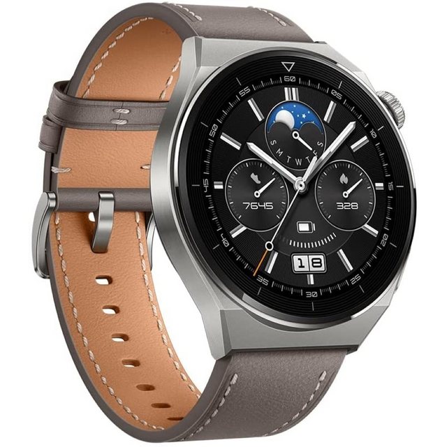 Huawei Watch GT 3 Pro Titanium 46 mm – Smartwatch – gray leather Smartwatch