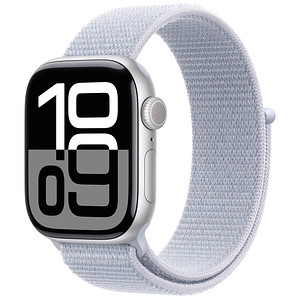 Die Apple Watch Series 10 42 mm Aluminium (GPS) Sport Loop  blaue Wolke