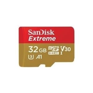 SanDisk Extreme – Flash-Speicherkarte (microSDHC/SD-Adapter inbegriffen) – 32GB – A1 / Video Class V30 / UHS-I U3 – microSDHC UHS-I (SDSQXAF-032G-GN6AT)