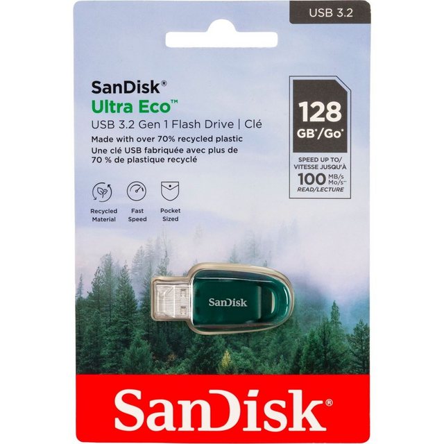 Sandisk Sandisk USB Stick 128GB Speicherstick Ultra Eco Drive grün USB 3.2 USB-Stick