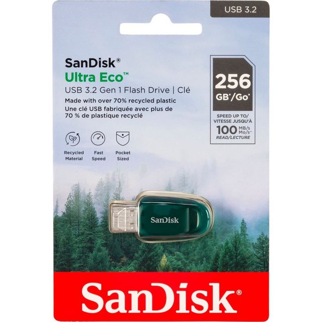 Sandisk Sandisk USB Stick 256GB Speicherstick Ultra Eco Drive grün USB 3.2 USB-Stick