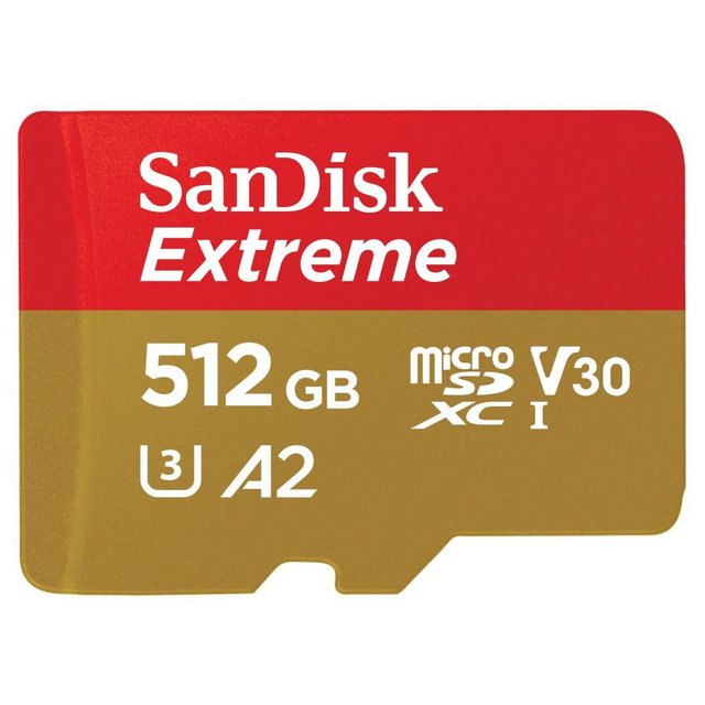 Sandisk microSDXC Extreme Speicherkarte (512 GB, Video Speed Class 30 (V30)/UHS Speed Class 3 (U3)