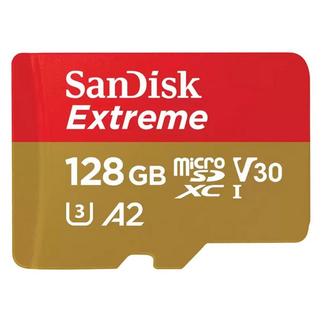 Sandisk EXTREME micro-SDXC Speicherkarte (128 GB, Class 10, UHS-I (U3), 190,00 MB/s Lesegeschwindigkeit)