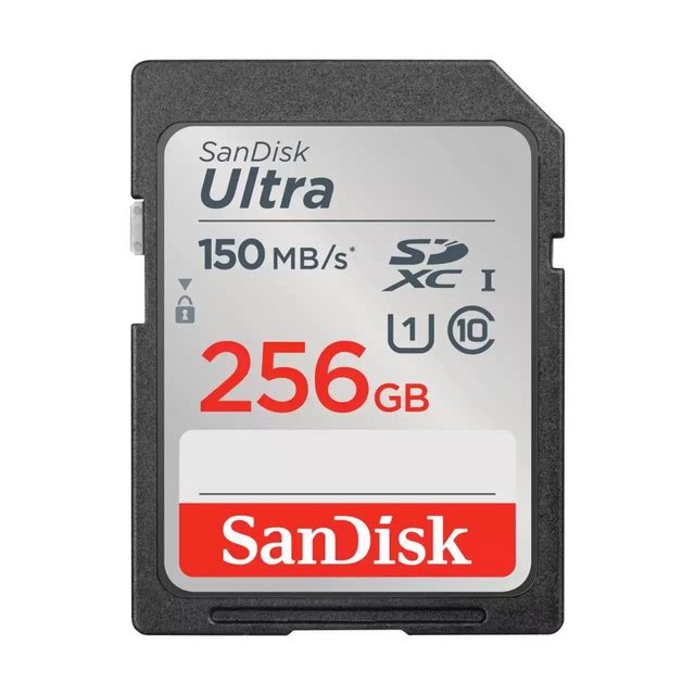 SanDiskSpeicherkarteSDXC Ultra 256GB UHS-I Klasse 10 (00215417)Speicherkarten-Typ: SDXC-CardSpeicherkapazität: 256 GBGeschwindigkeit: UHS Class 1 (U1)Lesegeschwindigkeit: bis 150 MB/sSchockresistent