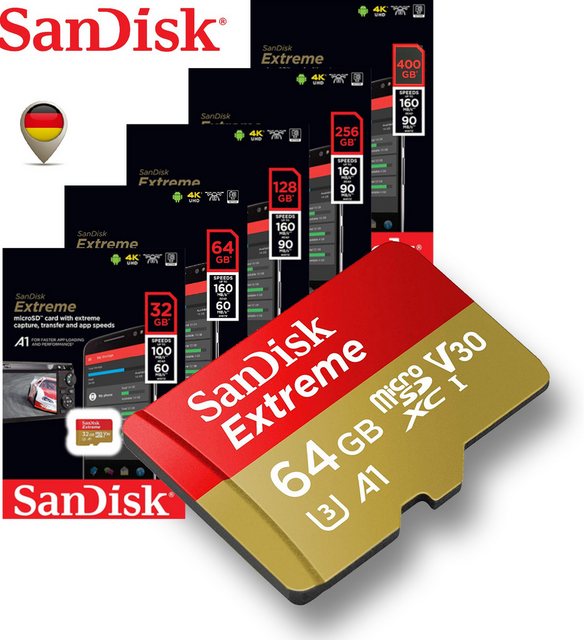 Sandisk Extreme 4K microSD Karte Memory Card 32GB 64GB 128GB 256GB 512GB Speicherkarte (512 GB)