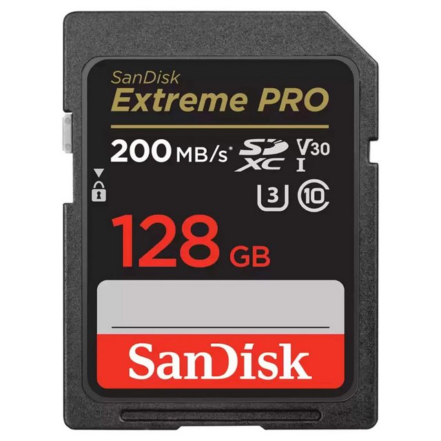 Sandisk EXTREME PRO SD-XC Speicherkarte (128 GB, UHS Speed Class 3 (U3), 200,00 MB/s Lesegeschwindigkeit)