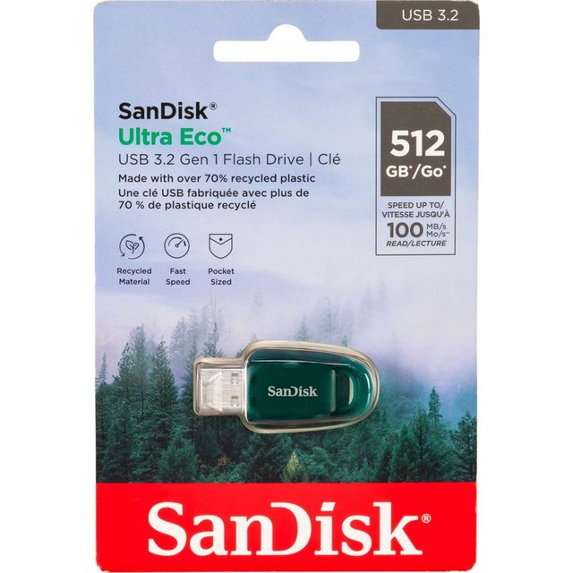 Sandisk Sandisk USB Stick 512GB Speicherstick Ultra Eco Drive grün USB 3.2 USB-Stick