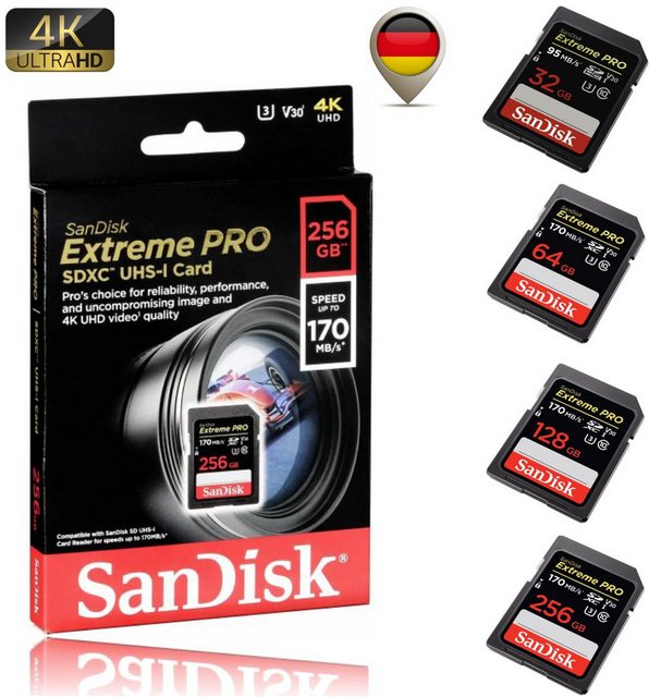 Sandisk Extreme Pro SD Karte Memory Card 4K Speicherkarte (64 GB)