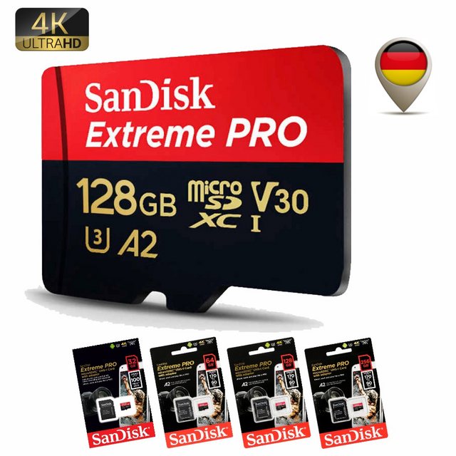 Sandisk Extreme Pro 4K microSD 4K Memory Card 32GB 64GB 128GB 256GB 512GB 1TB Speicherkarte (64 GB)