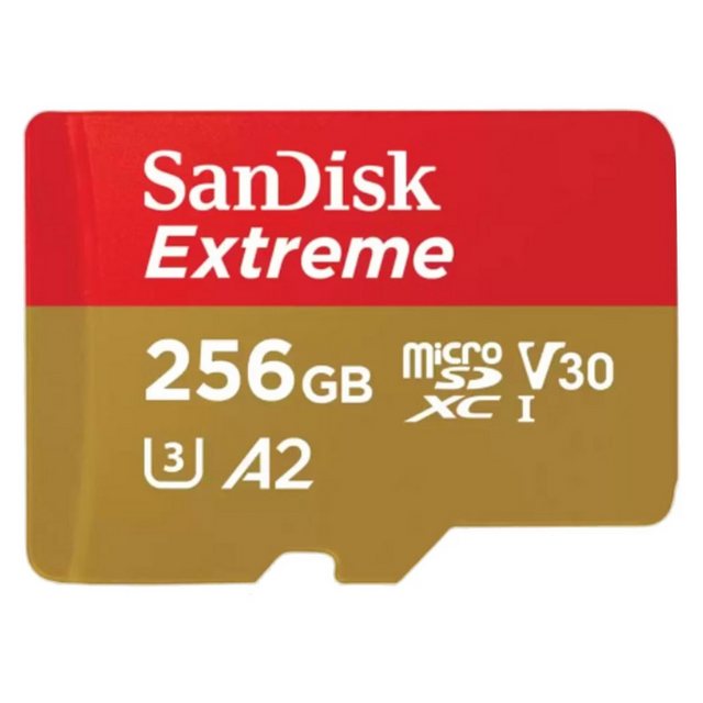 Sandisk EXTREME micro-SDXC Speicherkarte (256 GB, Class 10, UHS-I (U3), 190,00 MB/s Lesegeschwindigkeit)