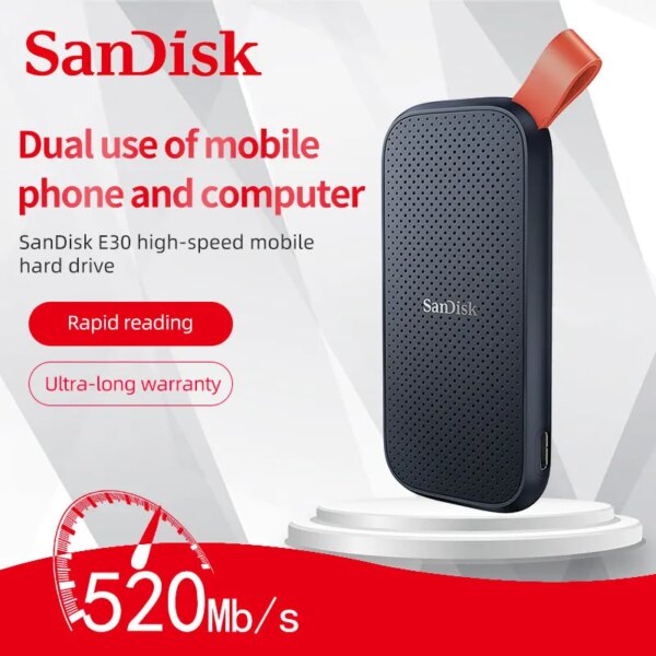 Sandisk Festplatte Mobile SSD E30 1TB 480GB 520m USB 3